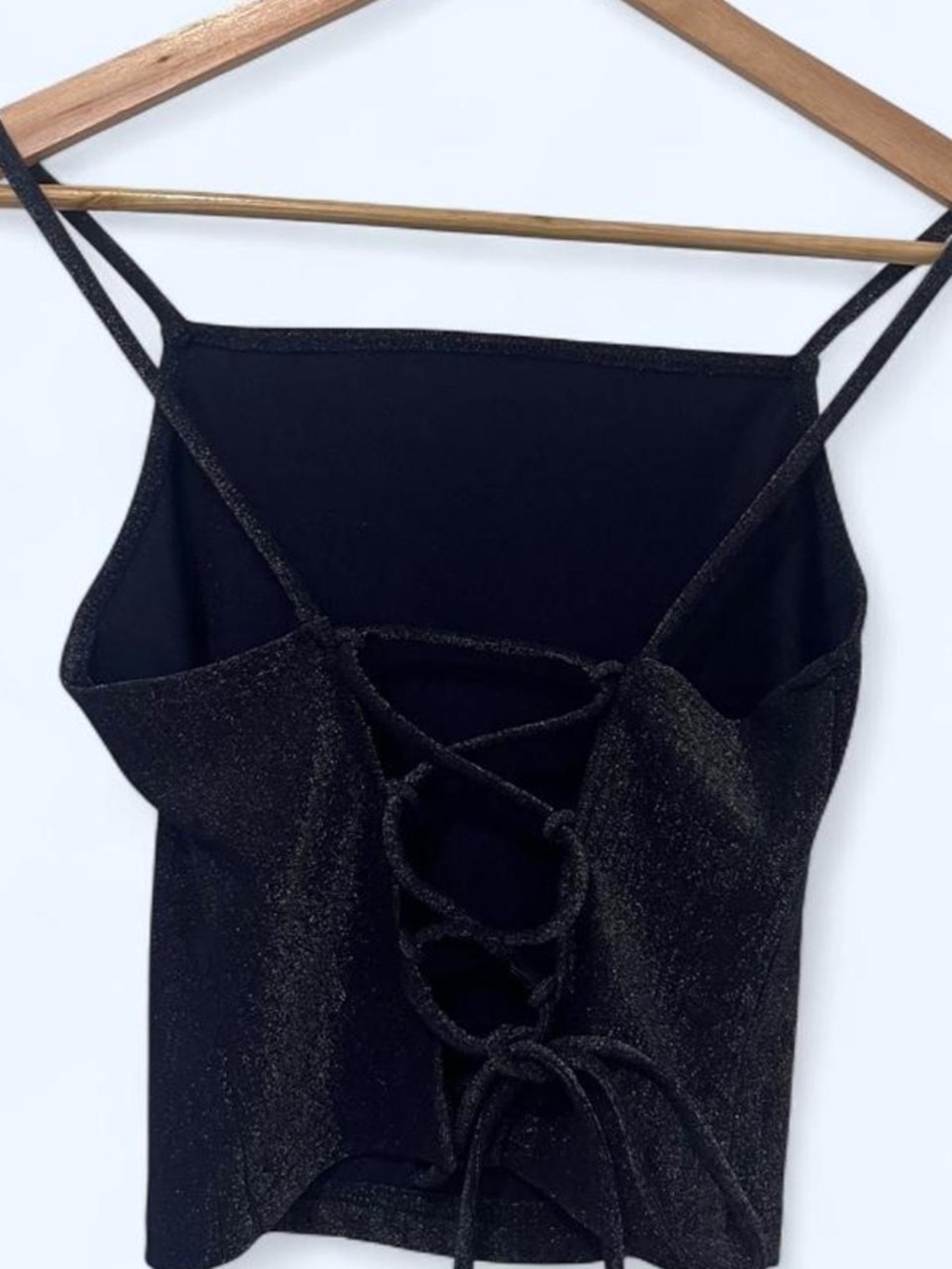 90s Vintage Lace Up Back Metallic Blue Cropped Tank XS/S